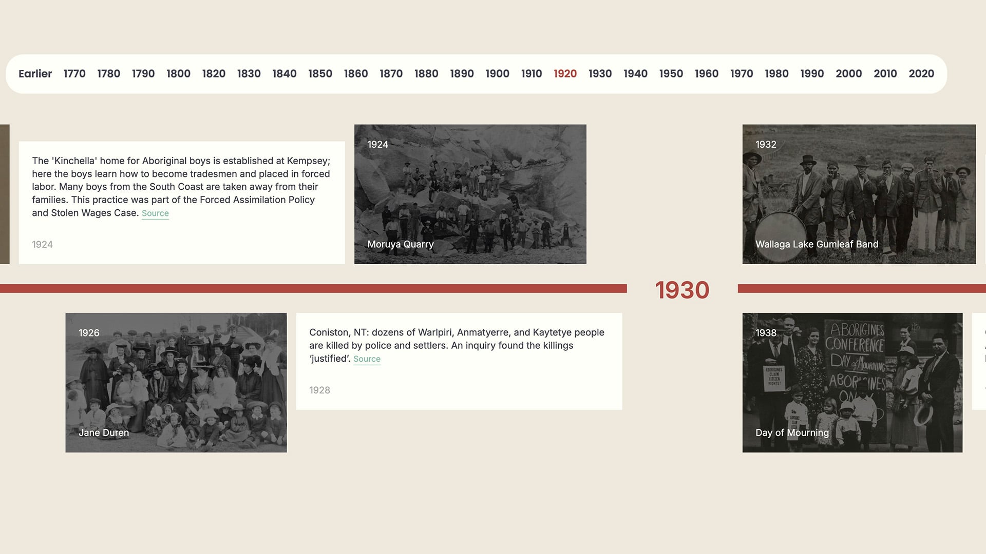 Screenshot of Yuin Timeline